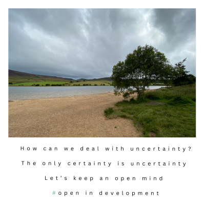 A single tree beside a lake on a cloudy day in Edinburgh